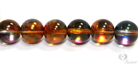 Sklenená korálka gulička, mačkaná - Magic oranžovo-šedé (MK0440-0010) 10 mm, 1 ks
