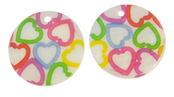 Prívesok perleť potlačený motívom 20 mm srdcia farebné 2 ks v balení