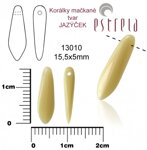 Korálky mačkané tvar JAZÝČEK 15,5 x 5,0mm - béžová nepriehľadná ( 10 ks)