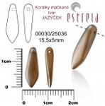 Korálky mačkané tvar JAZÝČEK 15,5 x 5,0mm - hnedá matná (10 ks)