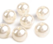 Plastová korálka guľatá - 8 mm, krémová perleť (10 ks)