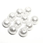 Plastová korálka - 6 mm, biela perleť (10 ks)