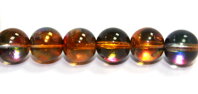 Sklenená korálka gulička, mačkaná - Magic oranžovo-šedé (MK0440-0010) 10 mm, 1 ks
