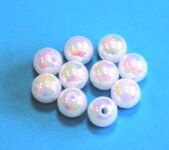 Plastová korálka, dúha biela perleťová 8 mm (10 ks)