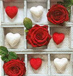 Servítka - Ruže červené so srdciami