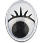 Nalepovacie pohyblivé oválne oči s mihalnicami ( 2 ks) (rôzne veľkosti)