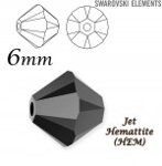 SWAROVSKI ELEMENTS XILION BEAD 5328 JET (280) HEMATITE (HEM)