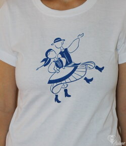 Tričko s folklórnym motívom tanečníci dámske Basic( rôzne veľkosti a farby)