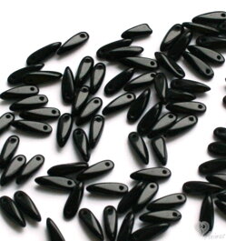 Sklenené jazýčky  10 x 3 mm- čierne (70-80 ks)