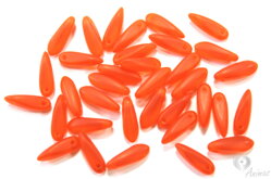 Korálky mačkané tvar JAZÝČEK 10 x 3,0mm - oranžovočervené matné( 35 ks)