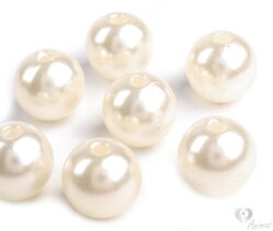 Plastová korálka guľatá - 8 mm, krémová perleť (10 ks)