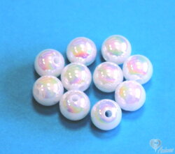 Plastová korálka, dúha biela perleťová 8 mm (10 ks)