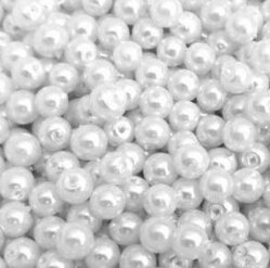 Voskovaná perla gulička - biela 4 mm (30 ks)