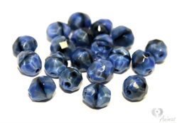 Brúsené korálky - melír modro čierne 8 mm, 10 ks