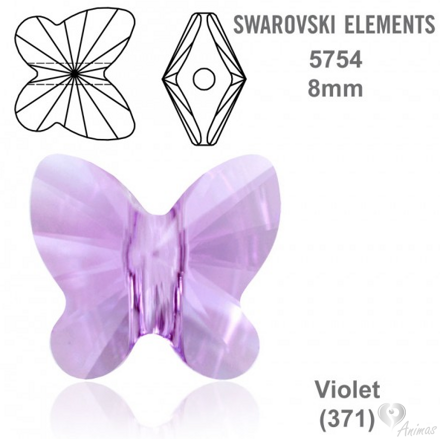 SWAROVSKI ELEMENTS KORÁLKY Butterfly Bead farba VIOLET (371) veľkosť 8mm