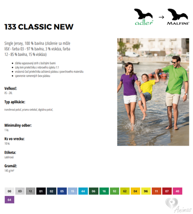 Tričko dámske Classic New 133- Adler