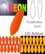 Korálky JAZÝČKY NEON (UV Active) 15x5mm - oranžová ( 10 ks)