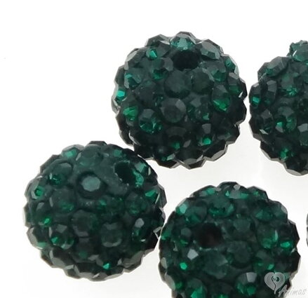 Šatonová gulička - korálka 10 mm farba emerald