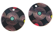 Prívesok perleť potlačený motívom 30 mm krúžky farebné 2 ks v balení