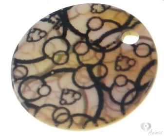 Prívesok perleť potlačený motívom 30 mm čierno - biele krúžky 2 ks v balení