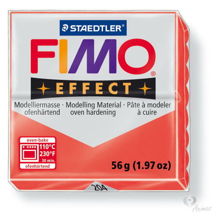 FIMO efekt 204 - transparentná červená (transparent red) (56 g)