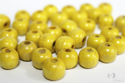 Drevené korálky 10mm, žlté (5g)