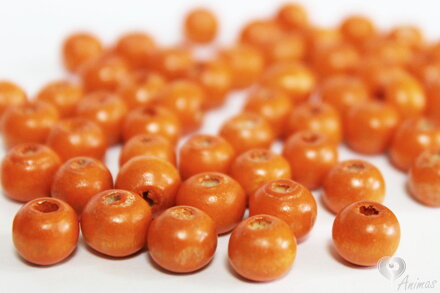 Drevené korálky 6-8 mm- oranžové (5 g)