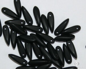 Korálky mačkané tvar JAZÝČEK 10 x 3,0mm - čierna matná ( 35 ks)