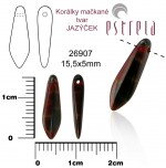 Korálky sklenené mačkané tvar JAZÝČEK 15,5 x 5,0mm - viacfarebná ( 10 ks)