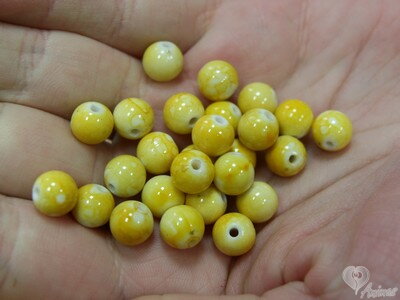 Plastové guľaté korálky - melír žltá 7 mm  (10 ks) 