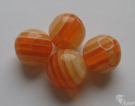 Korálka pruhovaná 20 mm - oranžová (2 ks) 