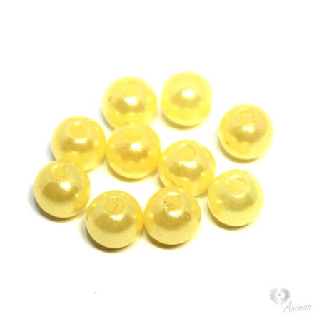 Plastová korálka, svetlo žltá, perleťová, 6 mm (10 ks)