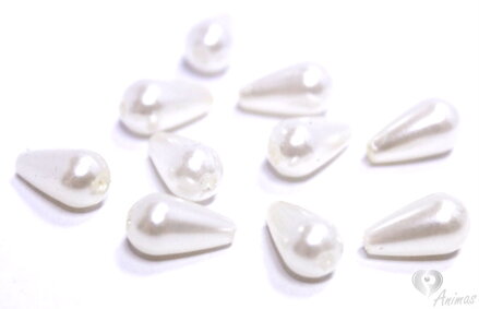 Kvapky biele perleťové 10 mm, 10 ks