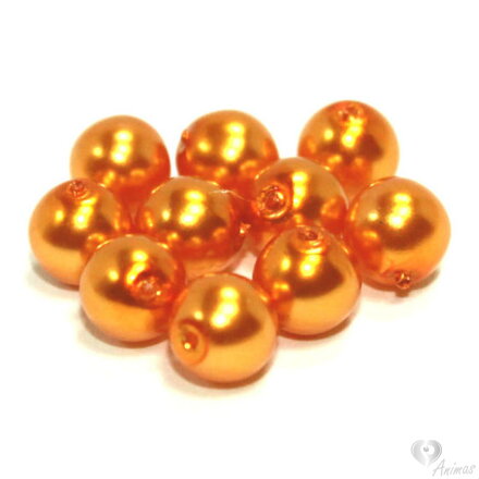 Voskovaná perla gulička - oranžová 6 mm (10 ks)