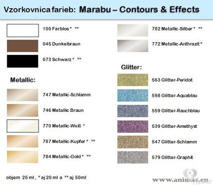 Kontúra na hodváb MARABU Silk - zlatá metallic 784 (25 ml)