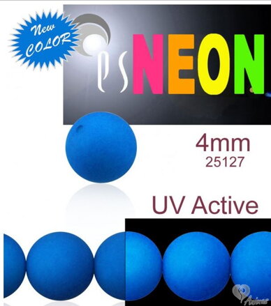 Korálky NEON ESTRELA (UV Active) farba modrá veľkosť 8 mm (10ks)