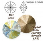 SWAROVSKI ELEMENTS RIVOLI 1122 CRYSTAL (001) AURORE BOREALE (AB) (205) 12mm