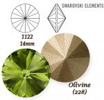 SWAROVSKI ELEMENTS RIVOLI 1122 OLIVINE (228) 14 mm